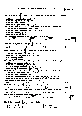 Đề kiểm tra 1 tiết chương I - Giải tích 12 - Mã đề 314